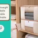 Chaos Cleared Canvas Storage Bags Designer Organizer for Comforters 2 Pack Seasonal Storage for Pillows, Blankets, Linens & Garments Foldable Design with Zip & Window, Moth-Proof Space Saver