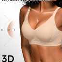 Wireless Jelly Bras for Women No Underwire - Seamless Everyday Tshirt Bralettes Supportive Bra (Beige, XL)