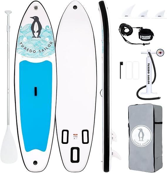 Tuxedo Sailor(10'6'') Inflatable Paddle Board with SUP Accessories 2 People/Family，Anti-Slip EVA Deck,Versatile Yoga Inflatable Paddle Boards for Adults & Youth of All Skill Levels