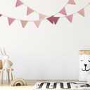 Oudain 2 Pcs Pennant Banner Flags Nursery Garland Triangle Bunting Flags Playroom Wall Decor Banner for Nursery Baby Shower Birthday Boho Wedding Party Event, Each 7.75 ft(Pink Color)