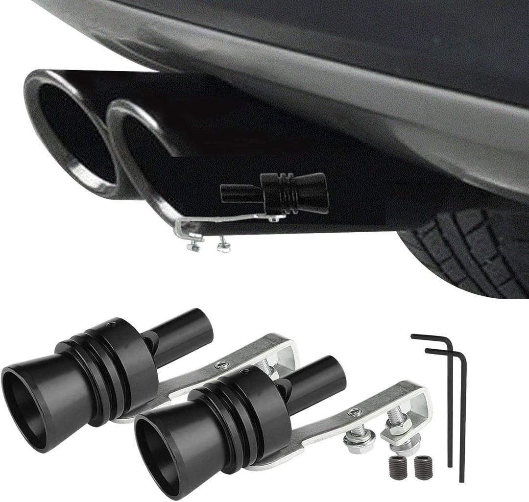 2PCS Car Turbo Whistle, Aluminum Alloy Universal Turbo Whistle, XL Size Aluminum Alloy Universal Turbo Sound Exhaust Muffler Pipe Whistle Car Roar Make (Black)