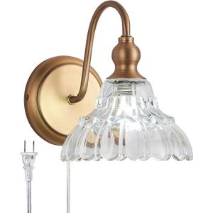 Modern Plug in Wall Sconces Brass Vintage Wall Light Fixtures Antique Vanity Lights for Fireplace Bathroom Bedroom Coffee Room