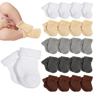 Janmercy 20 Pair Preemie Socks Baby Boy Girls Newborn Premature Terry Cotton Socks for Unisex Baby