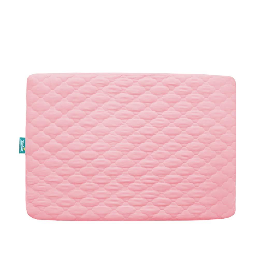 Mattress Pad Cover for Pack and Play Girls, Ultra Soft Pink Waterproof Playard Sheet|Mini Crib Sheet Quilted 39" x 27" fits for Baby Foldable and Playard Mattress, Portable Mini Crib