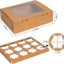 Rarapop 25 Pack Cupcake Boxes Hold 12 Standard Cupcakes, Food Grade Cupcake Holders Bakery Carrier Boxes with Windows and Inserts for Cupcakes, Muffins and Pastries