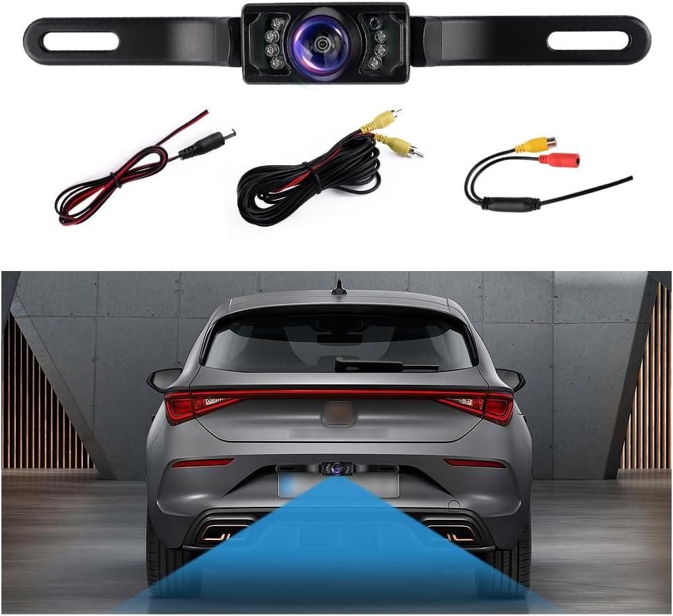 Back Up Camera for Cars with 8 Light,SD Night Vision License Plate Backup Camera with 170 Wide Angle,Universal Rear View Camera for Cars Includes Mounting Accessories
