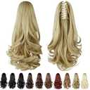 HEWEICSY Ponytail Extension, Clip on Ponytails for Women, 14" Claw Clip in Short Curly Wavy Pony Hair Extension for Women - Light Honey Blonde