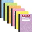 Mead Composition Notebook, Wide Ruled 7.5" x 9.75" Paper, 100 Sheets, Assorted Pastel Colors, 6 Pack (950154)