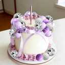 37Pcs Purple Disco Ball Cake Topper Purple Cool Girl Birthday Party Decorations Bows Butterfly Cake Decorations Singer Disco Bachelorette Party Supplies