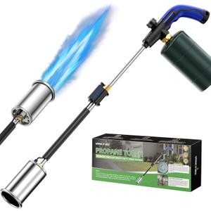 Propane Torch Weed Burner, Ergonomic Handle Weed Torch Flamethrower, 30" Long Arm Heavy Duty Blow Torch For Weeding, Fire Starting, Wood DIY(PROPANE TANK NOT INCLUDED)
