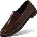 Coutgo Penny Loafers for Women Comfortable Slip on Shoes Collapsible Heel Closed Toe Dressy Casual Work Flats, Size: 8.5