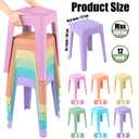TURSTIN 6 Pieces Macaron Classroom Stools with Leather Pad Seats 18 Inch Colorful Plastic Stools Portable Backless Bar Chairs Flexible Seating Decorative Stool for Classroom Office Home School
