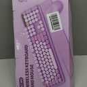 Wireless Keyboard and Mouse Combo-Round Keycaps, Full-Size Retro Typewriter Keyboard with Detachable Wrist Rest, Sleep Mode & Tilt Legs, 2.4GHz Cordless Connection for Mac/Windows/PC (Lavender Purple)
