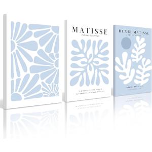Henri Matisse Wall Art Prints Blue Abstract Matisse Canvas Wall Decor Aesthetic Preppy Wall Art Blue Matisse Posters Artwork Flower Minimalist Pictures for Room Bedroom 16x24x3 Inch Wrapped Canvas