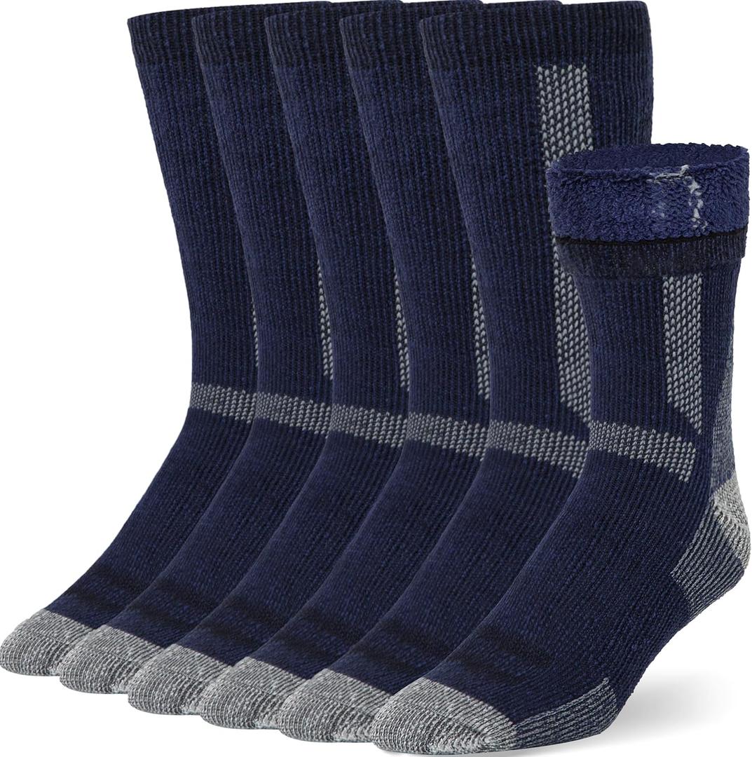 Buttons & Pleats Wool Socks for Men & Women Merino Thermal Warm Cozy Winter Boot Sock (Black)
