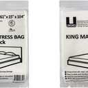 Uboxes Queen Mattress Moving Cover, 2 Pack, Clear, 61 x 15 x 90, QUEENCOVER02 & uBoxes Moving Supplies King Mattress Cover/Bag 76" x 15" x 104", Clear