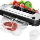 FIRE HIVE 5-in-1 Vacuum Sealer Machine for Food, 75KPa Powerful Suction, 11.8" Sealing Strip, Purple Light Clean, Built-in Sliding Cutter, Dry & Moist Modes, LED Display, 10 Vacuum Bags Included (Black)