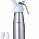 KITZA Whipped Cream Dispenser, 500ML Aluminum Cream Whipper with 3 Decorating Nozzles and Cleaning Brush