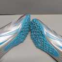 Track and Field Running Spike Shoe for Mens and Womens (12 Women/10.5 Men, Silver/Cyan)