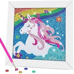 AGGKKY Diamond Art Kits for Kids with Wooden Frame DIY Arts and Crafts for Kids Ages 8-12 Easy Gem Art for Kids & Adult Beginners Home Wall Decor (Sweet Dream)