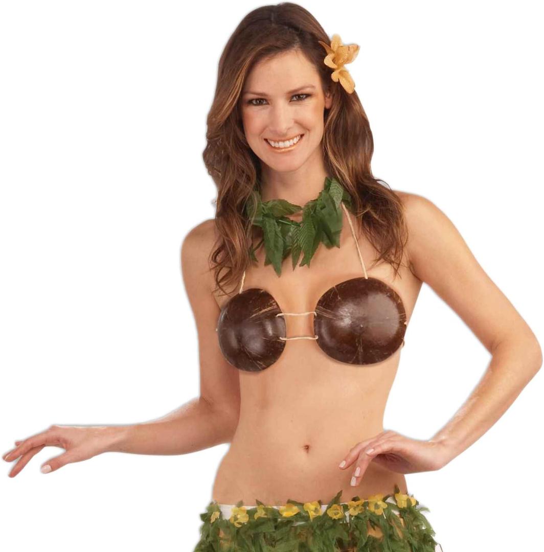 Forum Novelties girls Hawaiian Hula Dancer Coconut Bra Party Supplies, Brown, One Size US