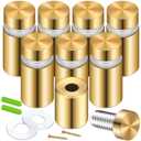 Ferraycle 8 Sets Standoff Screws Stainless Steel Advertising Standoff Mount Metal Hardware Sign Mounting Hardware for Hanging Acrylic Picture Frame(0.47 x 1.18 Inch)