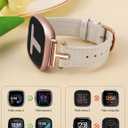 Wearlizer Leather Band Compatible with Fitbit Versa 4 Bands for Woman/Versa 3/Sense 2/Sense Bands Women, Dressy Designer T-Shape Metal Buckle Leather Strap
