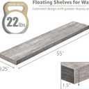 Sorbus Floating Shelves for Wall - 55 Inch Extra-Long Bathroom Shelves, Wall Decor for Bedroom, Kitchen, Living Room, Book Storage - Mounted Floating Shelf with Hidden Brackets (Gray, 3 Pack)