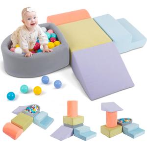 5-Piece Foam Climbing Block with Ball Pit, (Balls Not Included) | Climbing Toys for 1 Y+, Foam Climbing Blocks Soft Play Set for Toddlers, Baby Blocks Activity Play