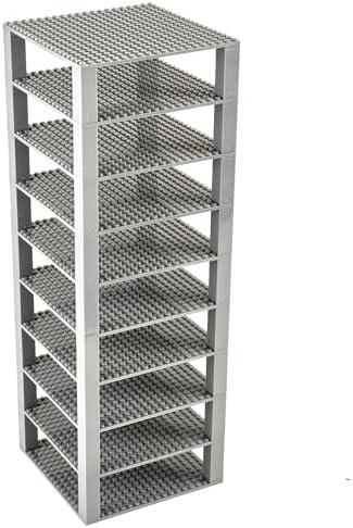 Strictly Briks Compatible with Lego Classic Stackable Baseplates, Building Briks for Towers, Shelves, and More, 100% Compatible with All Major Brands, Gray, 10 Base Plates & 40 Stackers, 6x6 Inches