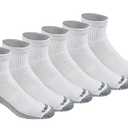 Dickies Men's Dri-Tech Moisture Control Quarter Socks, White (6 Pairs), Large