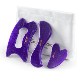 Scienlodic 3 Pcs Gua Sha Massage Tools for Face & Body (Purple, Resin) - Scraping Tools for Back, Legs & Muscle Relaxation, Guasha Facial Tool for Jawline Contouring & Puffiness Reduction