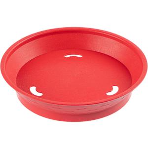 Restaurantware Round Serving Baskets 10 Pack of 8.86 x 1.77 Inch with Base Drainage Slots Microwavable Dishwashable Stackable Plastic Red Food Serving Trays for Restaurants, Catering and Take Out