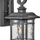 Matte Black Outdoor Wall Lights 16.7 Inch Height Waterproof Outdoor Wall Sconce Exterior Wall Light Fixtures with Water Ripple Glass for Garage Patio Front Door