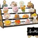 AerWo Sticker Display Stand, Greeting Card Display Stand for Vendor, 4 Tier 16 Shelves Portable Wooden Stickers Display Rack for Retail Counter Events for Postcard Brochure Photos Picture Display (Brown)