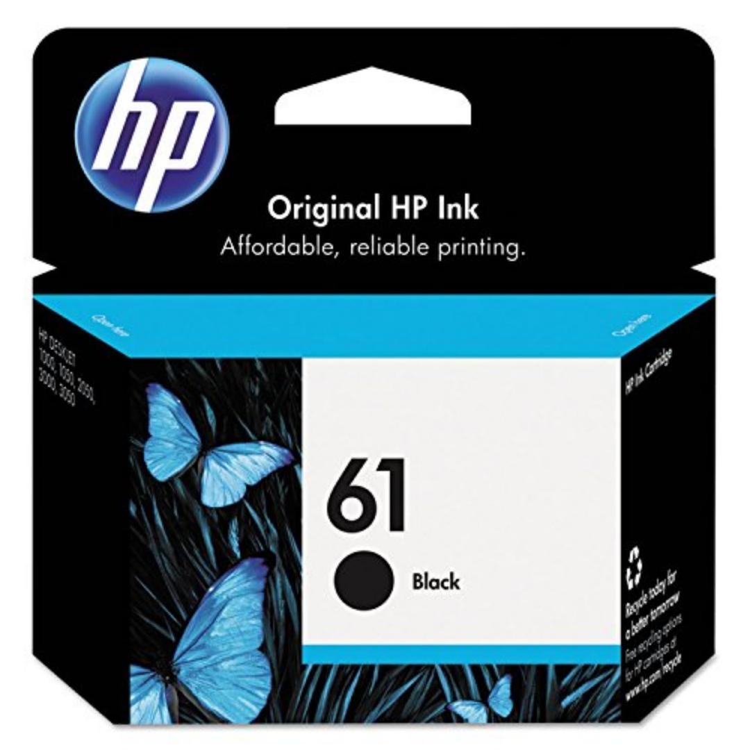 HP 61 Black Noir Ink Cartridge | Works with Printer Series: DeskJet 1000, 1010, 1050, 1510, 2050, 2510, 2540, 3000, 3050, 3510; ENVY 4500, 5530; OfficeJet 2620, 4630 | Eligible for Instant Ink | CH561WN