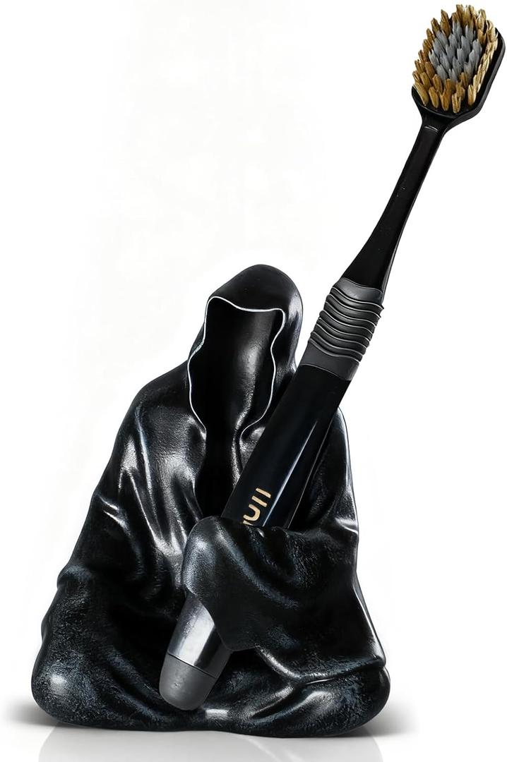 Gothic Home Decor Grim Reaper Statue Bathroom Halloween Decor Toothbrush Holders for Bathrooms Goth Pen Display Stand