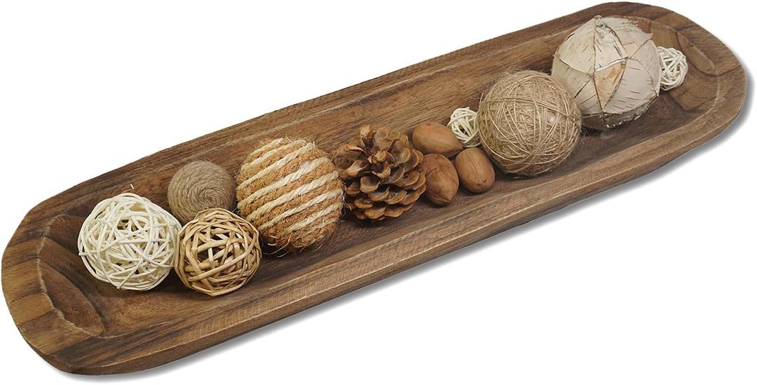 Decorative Bowl Vintage Wooden Dough Bowls Hand Carved, Farmhouse Country, Restaurant, Cafe Decoration, Place Bread, Fruit, Aromatherapy. (20x6x2in)