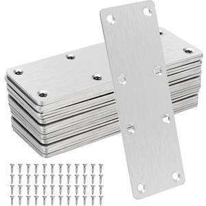 20 Pack 5-1/2 x 2 Inch Flat Mending Plates, Stainless Steel Flat Straight Brace Repair Fixing Brackets with Screws, Mending Joining Plates for Furniture Repairing, 1.9 mm Thickness