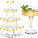 Houmury 20 Pcs 7oz Plastic Champagne Glasses Unbreakable Plastic Martini Glasses Flutes Reusable Clear Acrylic Coupe Drinkware For Wedding Birthday Party (20, Clear)
