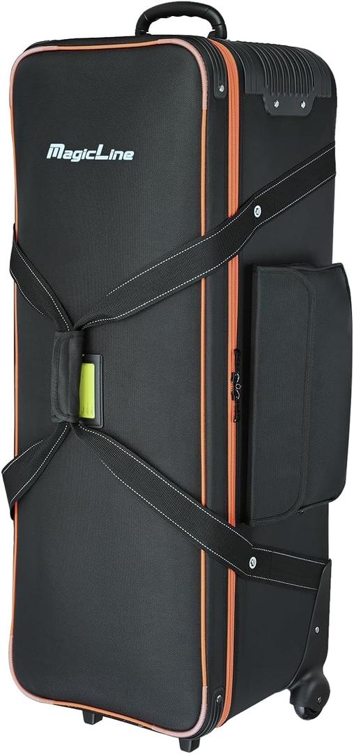 MagicLine Photo Studio Trolley Case with Side Pocket 39.4"x14.6"x13"/100x37x33 cm, Rolling Camera Case Bag, Carrying Bag with Wheels for Light Stands,Tripods,Flashes,Telescopes