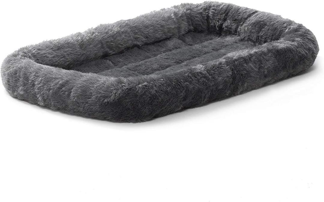MidWest Homes for Pets Quiet Time XS Dog Bed Gray Faux Fur Bolster, Ultra-Soft and Machine Washable, Fits 22-Inch Crates and Carriers, for Small Dogs and Cats (Grey)