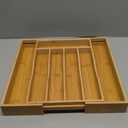 Oridom Expandable Bamboo Kitchen Drawer Organizer for Cutlery and Utensils, Adjustable Bamboo Wood Cutlery Tray in Drawer for Flatware and Silverware in Kitchen (Natural)