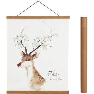 Artmag Magnetic Poster Hanger Frame, 26x38 26x37 26x20 Light Wood Wooden Magnet Canvas Artwork Print Poster Hangers Frames Hanging Kit (Teak Wood, 26")