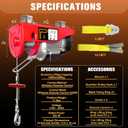 Electric Hoist 440LBS Wireless Remote, Single/Double Cable, Winch with Emergency Stop