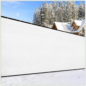 ColourTree 5' x 50' White Fence Privacy Screen Windscreen Cover Fabric Shade Tarp Netting Mesh Cloth - Commercial Grade 170 GSM - Cable Zip Ties Included