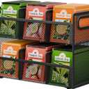 Volmop 2 Tier Tea Bag Organizer, Mesh Tea Bag Holder with Handle, Teabag Holder, Tea Station Organizer for Countertop, Pantry, Kitchen, Cabinet -Black