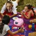 LONPOO CD Player Portable Boombox with FM Radio/USB/Bluetooth/AUX Input and Earphone Jack Output, Stereo Sound Speaker & Audio Player,Pink