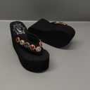 Mamilove Womens Chunky High Platform Wedge Flip-flops Sandals Size 6.5 Candy Diamond