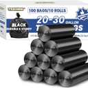 20-30 Gallon Bags Black - 1.28 Mil Thick,30" x 35" Large Garbage Bags 100 Count20+ Gallon Heavy Duty Can Liners Unscented for Kitchen Home Office Commercial Outdoor